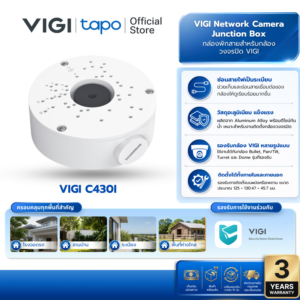 VIGI VJB-300 NETWORK CAMERA JUNCTION BOX กล่องต่อสายกล้องวงจรปิด