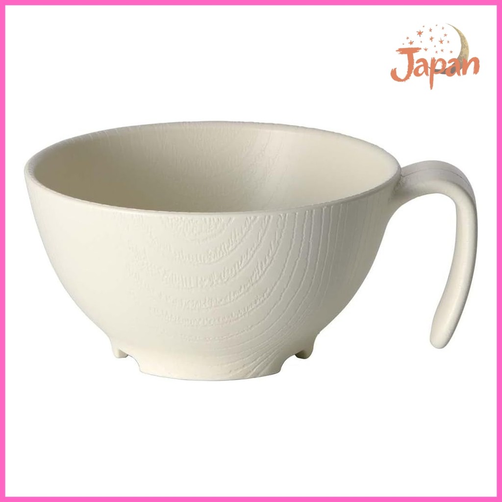 [Direct from Japan]Skater Easy-to-Hold Soup Bowl, 340ml, Wood Grain Cream Finish, with Plastic Handl