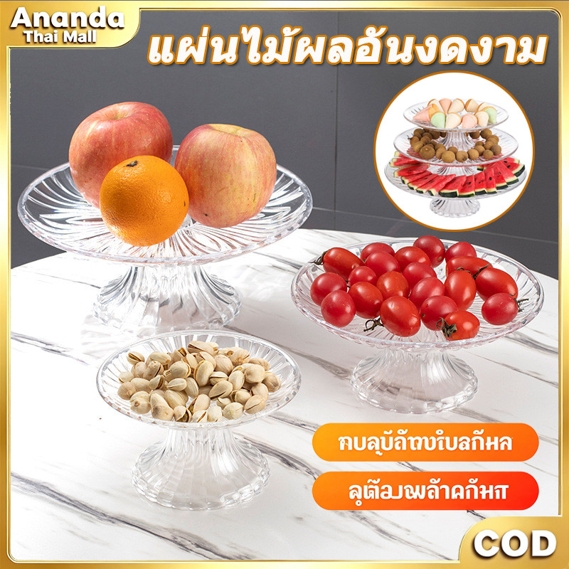 พานแก้วคริสตัลใส พานโตก ขนาด20/25/30/35ซม. ดีไซน์หรูหรา เหมาะวางพระ พวงมาลัย หรือวางผลไม้
