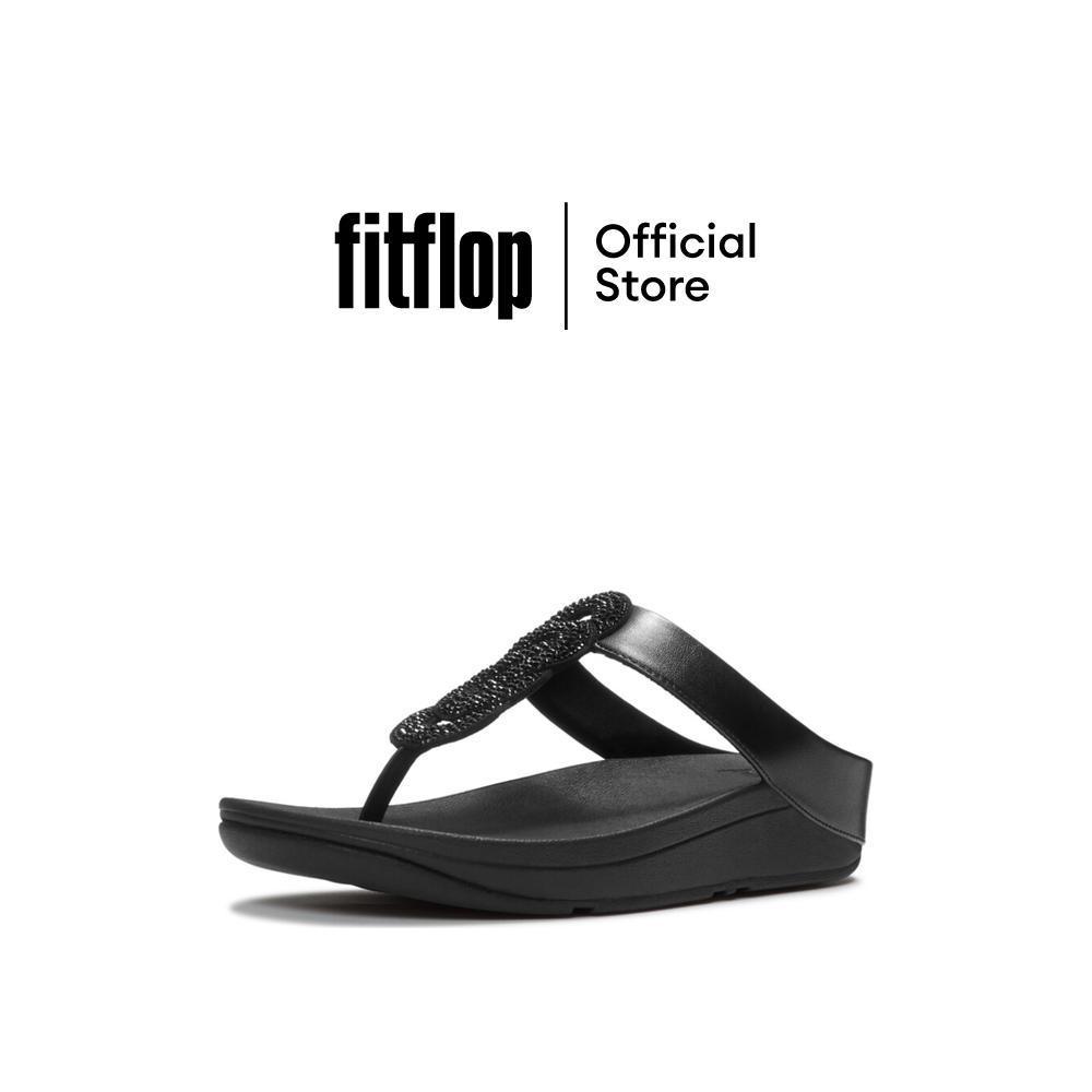 FITFLOP FINO CRYSTAL-TWIST T/P รองเท้าแตะแบบหูหนีบผู้หญิง รุ่น A2I-090 สี BLACK