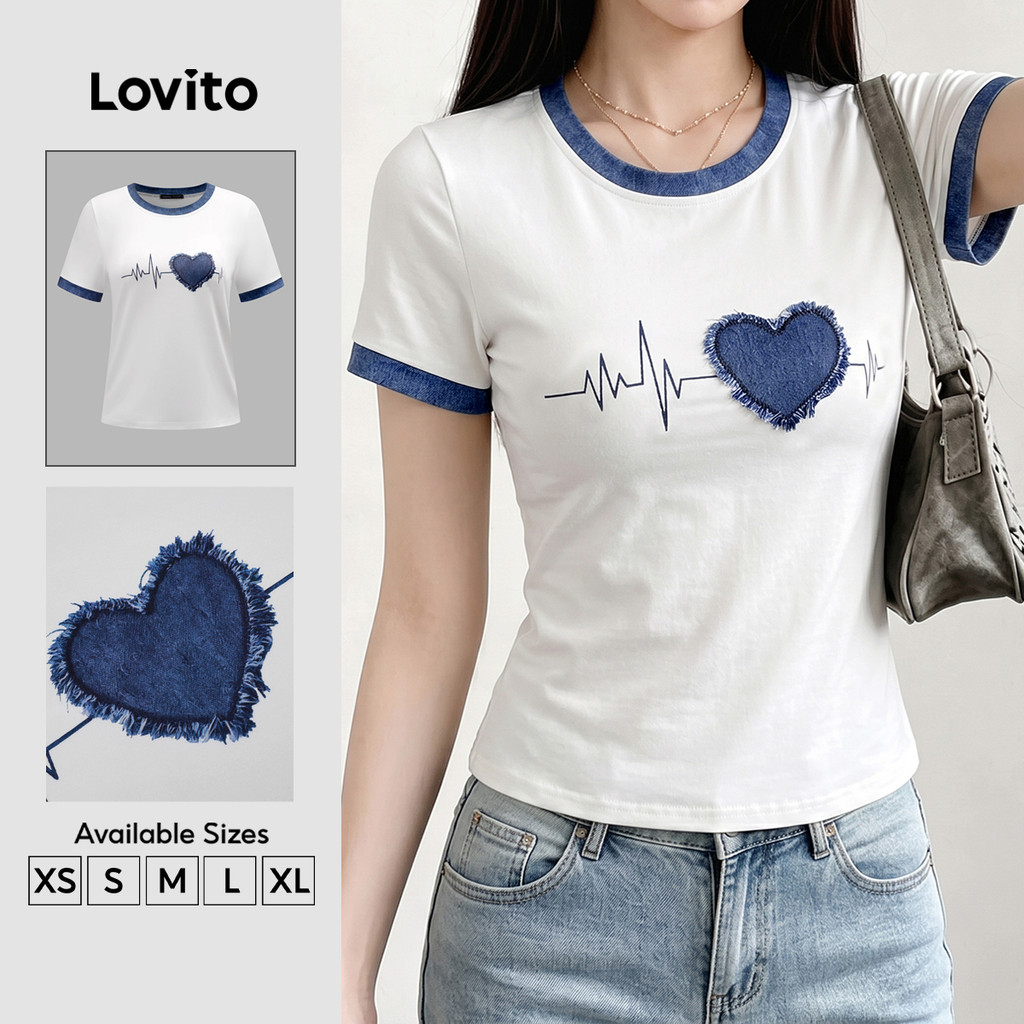 Lovito تيشيرت نسائي كاجوال بألوان متباينة