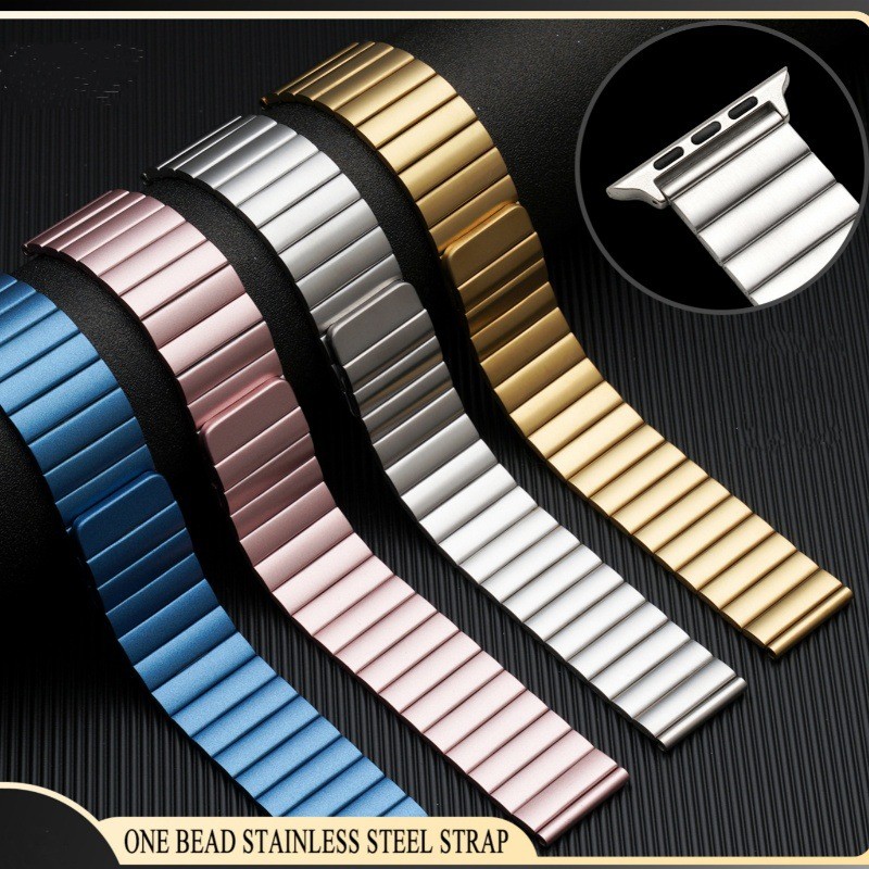 เหมาะสําหรับ Apple Apple watch89SE Smart Watch Strap Strap Metal Stainless Steel One Bead Magnetic S