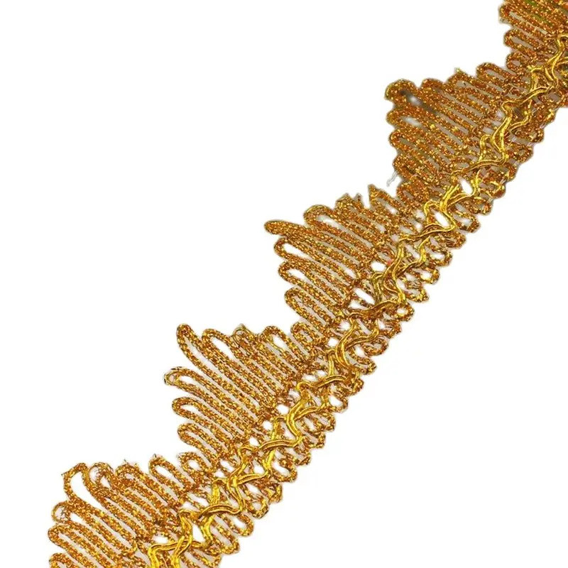 11 Yds/Lot Gold Lace Ribbons คอสเพลย์ Appliqued Trims โครเชต์ Diy อุปกรณ์เสริมลูกไม้ถัก Trims เย็บเท