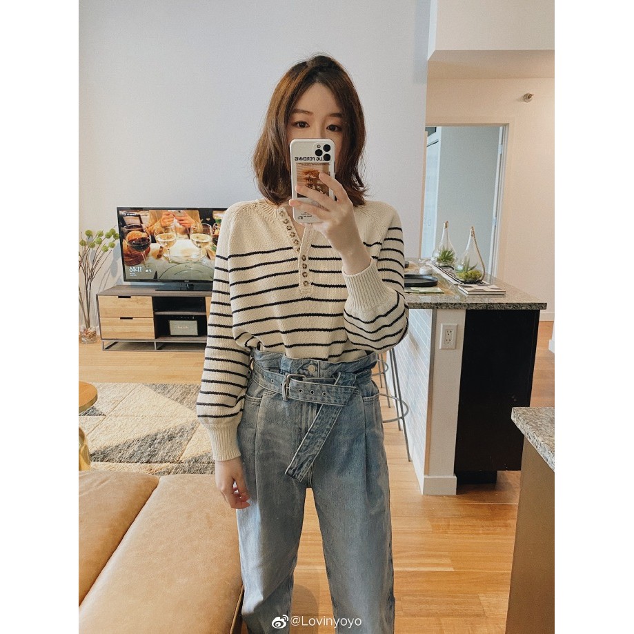 เสื้อกันหนาว Sezane Leontine ลายทางคลาสสิก พร้อมสต็อก!