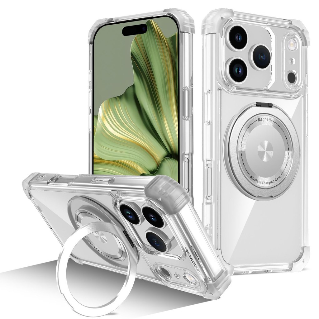 Ready ใหม่สําหรับ iPhone 17 กรณี 17 Air แฟชั่นถุงลมนิรภัยกันกระแทกฝาครอบป้องกัน 17 Pro Max แม่เหล็กหมุนขาตั้งกรณี