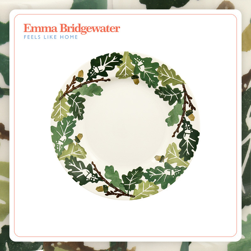 Emma Bridgewater จานจานจานเซรามิคในครัวเรือน Handmade Creative Tableware Oak 8.5 นิ้ว