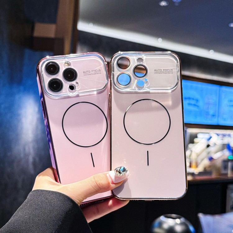 พรีเมี่ยมขนาดใหญ่หน้าต่างเลเซอร์เลนส์กระจกป้องกันเคสโทรศัพท์สำหรับ iPhone 12 13 14 15 16 17 pro max 17Air แม่เหล็กชาร์จกันกระแทกเคสแข็งชุบไฟฟ้ากรอบอ่อน