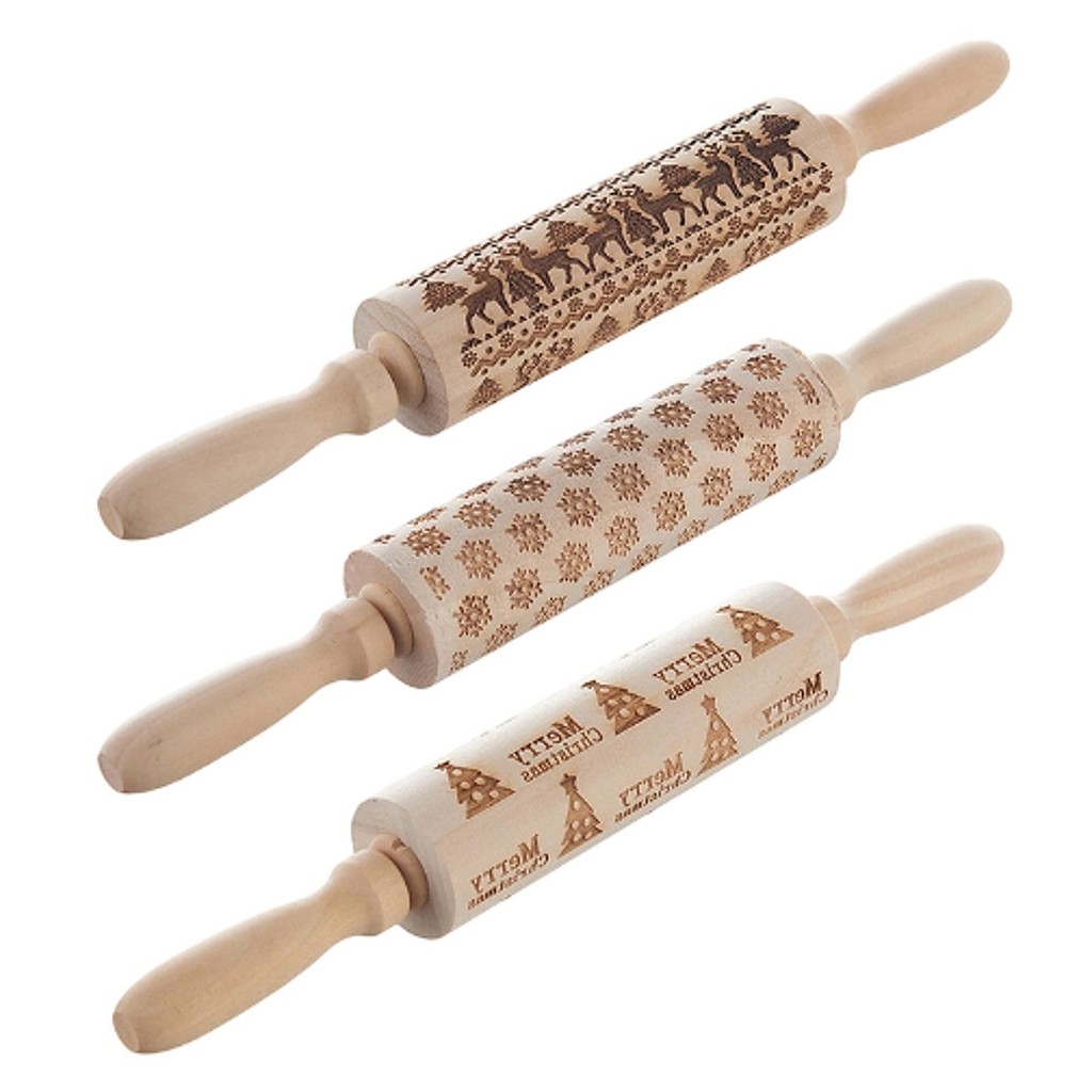 [Qklmdt] นูน Rolling Pin ตกแต่งห้องครัว DIY เครื่องมือ 3D ลายนูนครัวเครื่องมือคริสต์มาส Rolling Pin 