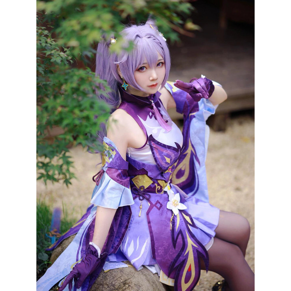 Yuanshen Keqing Cosplay Outfit เครื่องแต่งกายสองมิติสำหรับเกม Li Yue กรกฎาคม