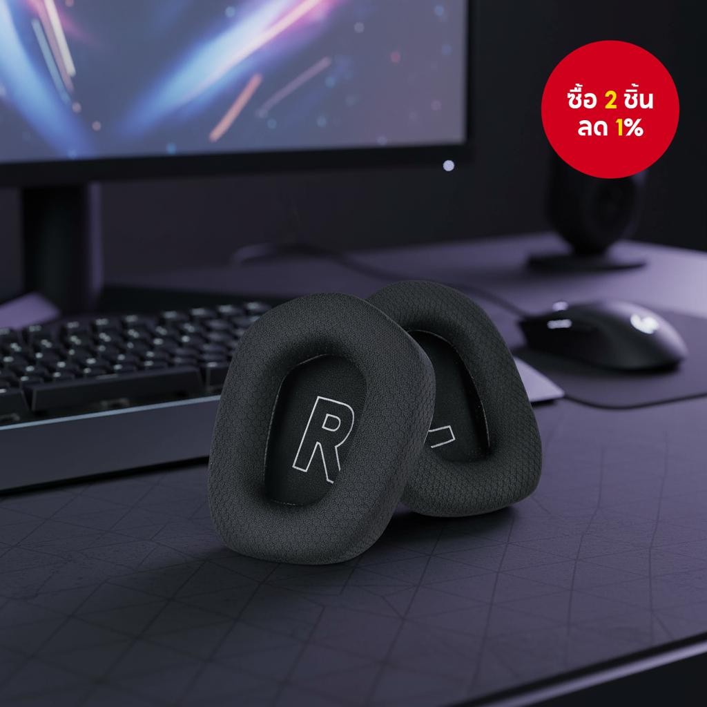 แผ่นรองหูฟังสําหรับเปลี่ยนหูฟังเกมมิ่งไร้สายโฟมเมมโมรี่และผ้าสําหรับ Logitech G733 G733 Lightspeed