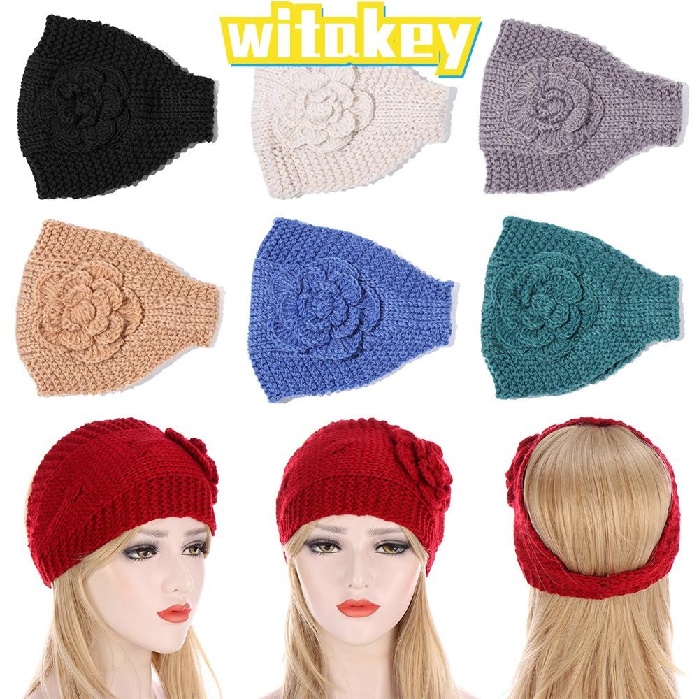 WITAKEY ที่คาดผมฤดูหนาวผู้หญิงสาวถักเครื่องอุ่นหูกว้าง