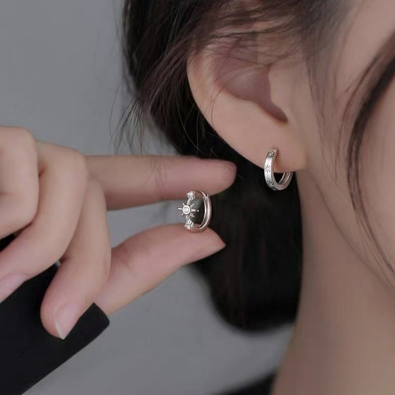 S925 เงินสเตอร์ลิง Hexagram Hoop ต่างหู แฟชั่นสำหรับสุภาพสตรี และเป็นของขวัญที่สวยงาม