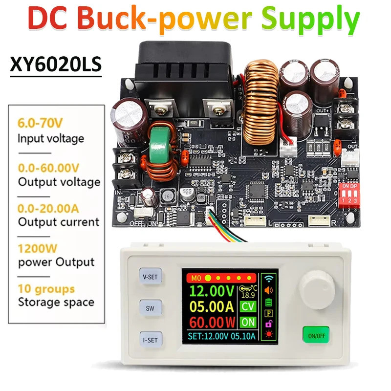 XY6020LS DC6-70V หน้าจอสีปรับได้ Step Down Stabilized Power Supply 20A 1200W CNC แรงดันไฟฟ้าคงที่ Cu