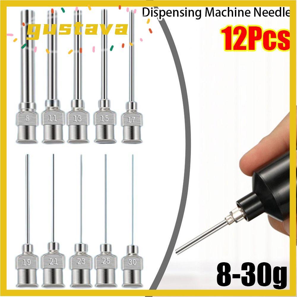 GUSTAVA 12Pcs Industrial Glue Injection Needle, Metal Stainless Steel Dispensing Machine Needle, Dur