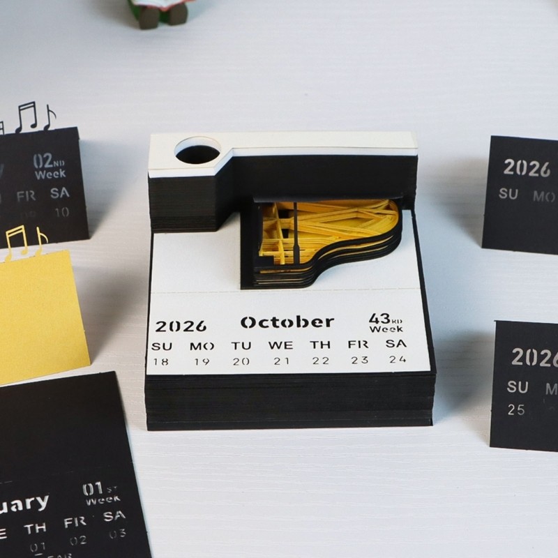 Stat Unique ธีมเปียโน 3D Weekly Scheduler บันทึก Gluey Telecommute Deck Concept