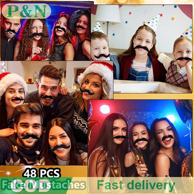 [P&N] 18/48 ชิ้นหนวดวันเกิด Photobooth Props เด็กผู้ใหญ่โจรสลัดปาร์ตี้เครื่องแต่งกายคอสเพลย์เคราปลอม