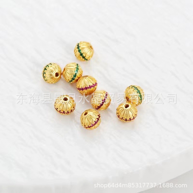 ลูกปัด Spacer 18K Matte Gold Through Hole 10MM
