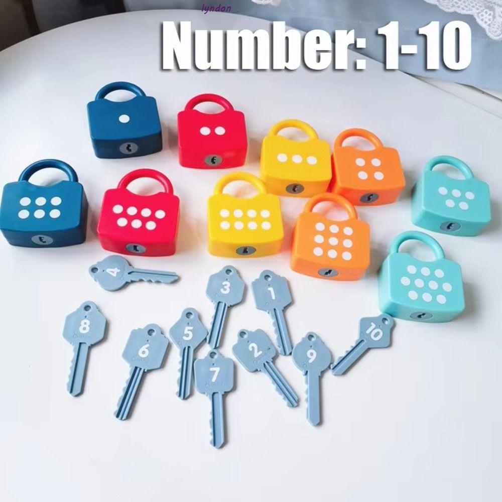 LYNDON Number Lock Key Toys, Math Count ปลดล็อค Key Early Educational Toys, Baby Gift Word ความรู้คว
