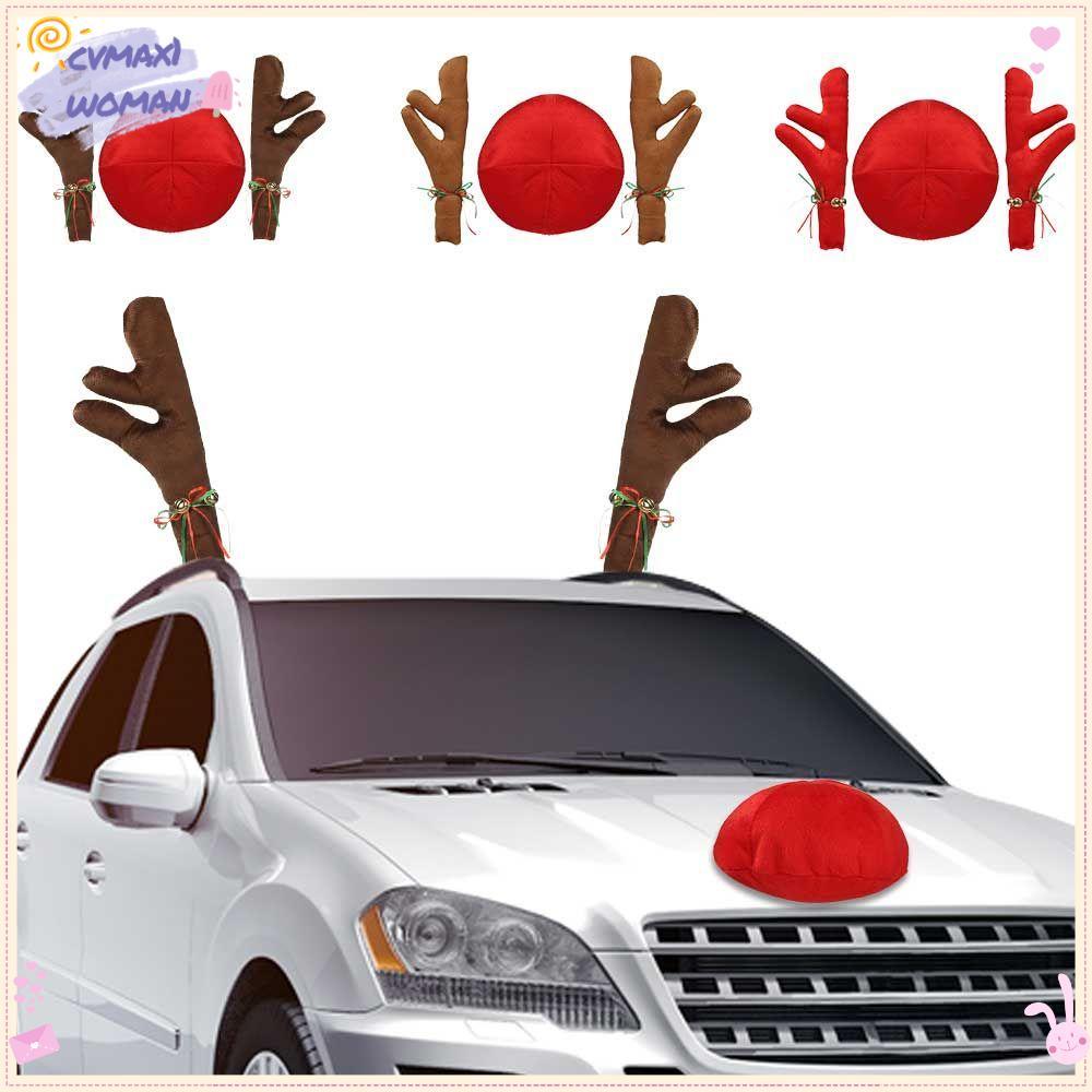 CYMX เครื่องประดับคริสต์มาส เครื่องประดับรถยนต์ Morden Rudolf Reindeer Elk Horn