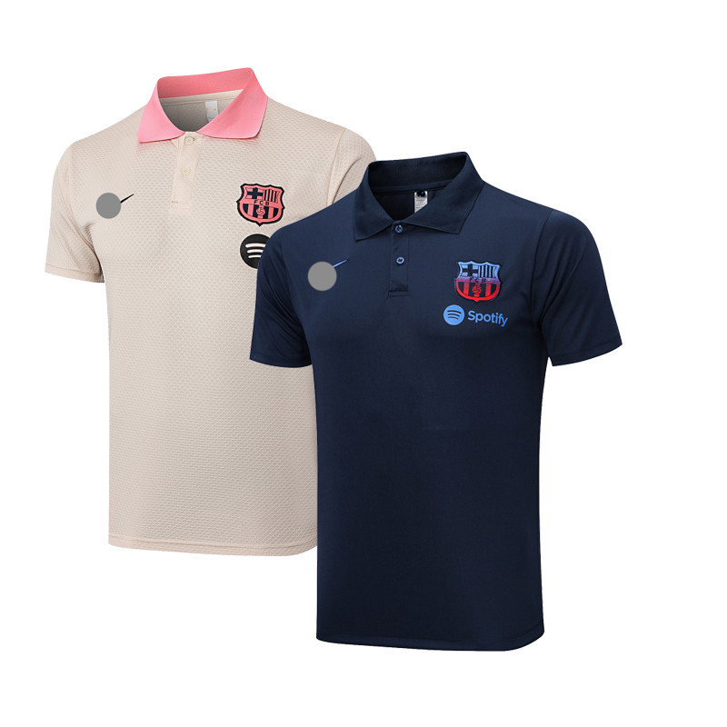 Defoot 22-23 FCB เสื้อ Polo สีน้ำเงินเข้ม แขนสั้น พับปกคอ ทรงหลวมใส่สบาย