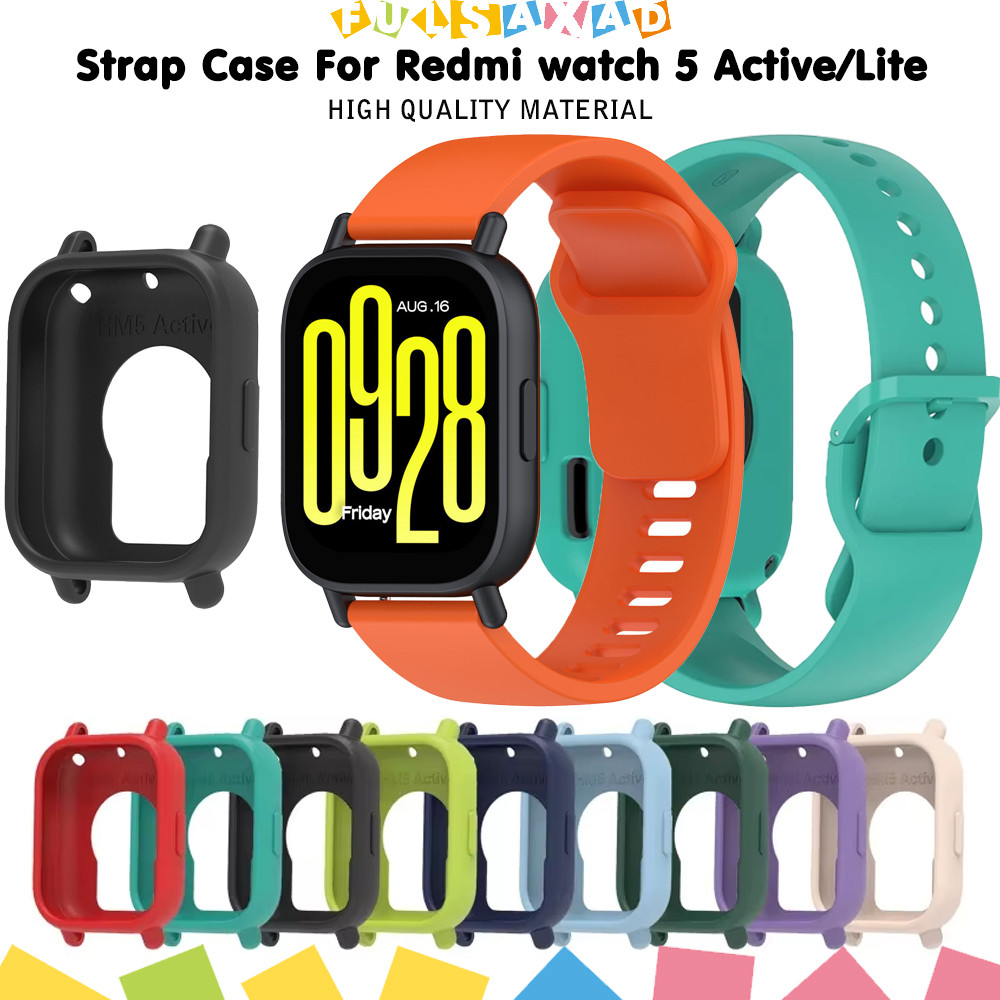 สายรัดซิลิโคน 2 ใน 1 + กรณีสำหรับนาฬิกา for Redmi 5 Active / 5 Lite Sport สายรัดยางป้องกันหน้าจอ อุปกรณ์เสริมฟิล์ม
