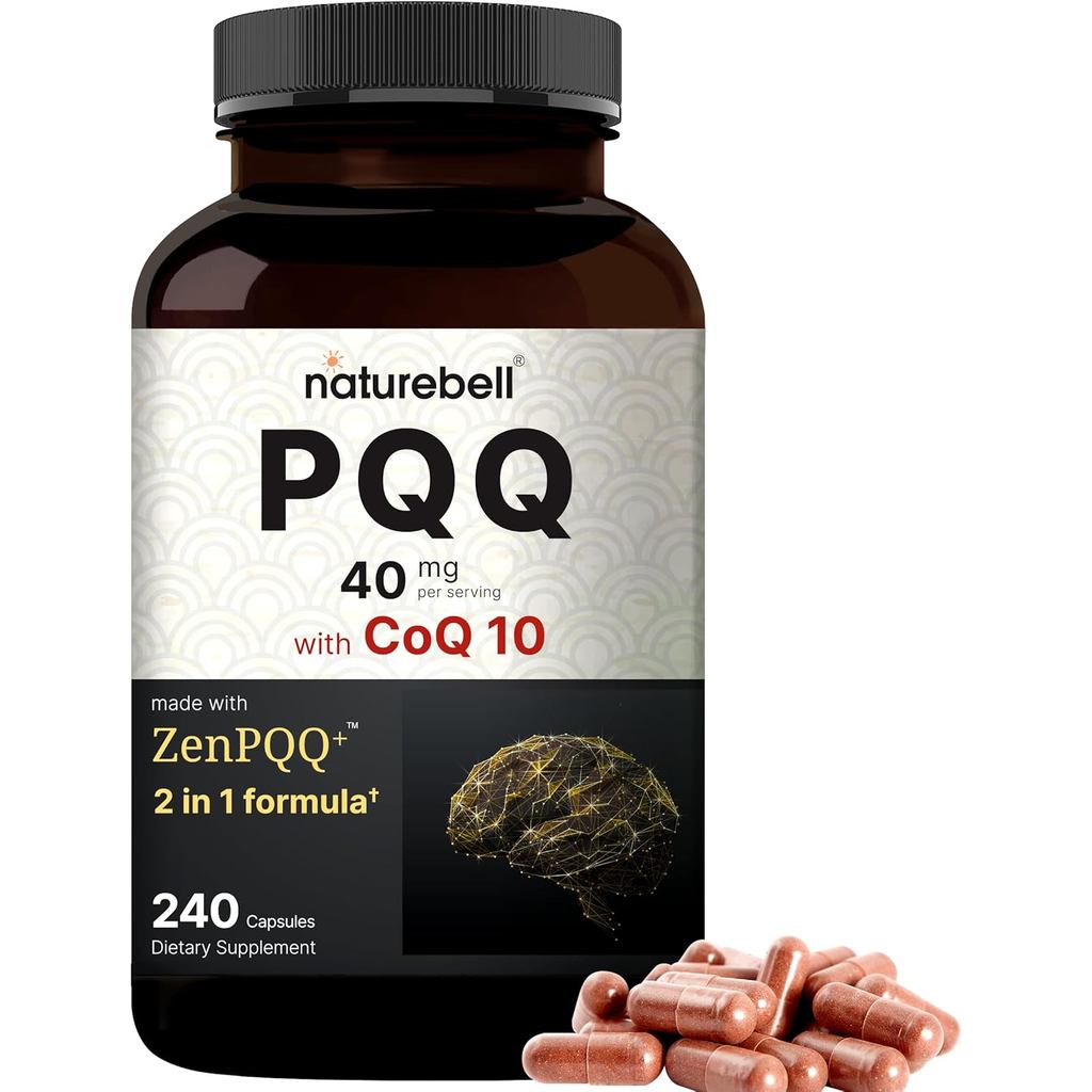 NatureBell PQQ 40mg ต่อให้บริการด้วย CoQ10, 240 แคปซูล | Active Pyrroloquinoline Quinone สูตรไบโอสูง