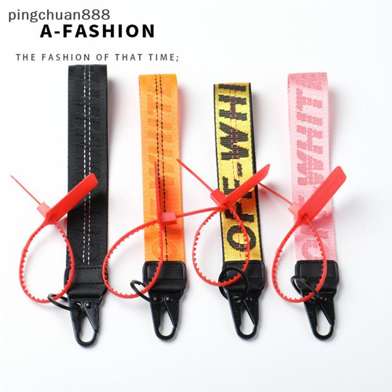 Pingchuan888 Off-White Inspired พวงกุญแจ Lanyard เข็มขัดอุตสาหกรรมสายรัดข้อมือ 10.5" NY Nice