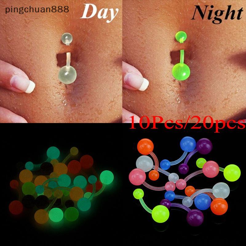 Pingchuan888 1 ชุด Luminous ยืดหยุ่น Navel Bar แหวนผสมปุ่มท้องเจาะเครื่องประดับ Nice
