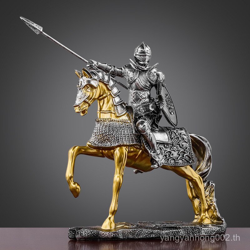 ขายส่ง Nordic Victory Knight Creative เรซิ่นหัตถกรรมตกแต่งสํานักงาน Retro Armor Knight เครื่องประดับ