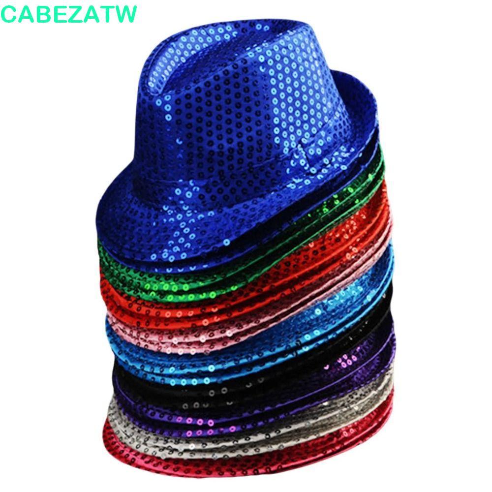 CABEZATW เลื่อมหมวก Fedora, เลื่อม Brilliant Dance แจ๊สหมวก, Simple Shiny Performance 58 ซม./54 ซม.G