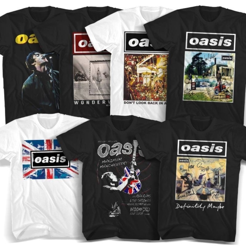 COD READY STOCK เสื้อยืด Oasis Band Music หนา 100% Cotton Unisex S-5XL