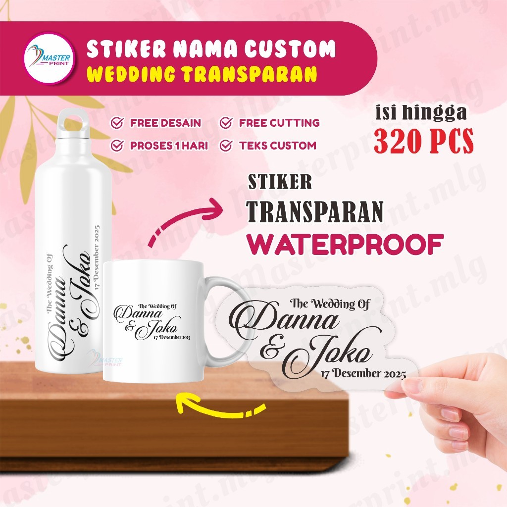 [mp85 a] 320 ชิ้นสติกเกอร์แต่งงานโปร่งใสชื่อที่กําหนดเองกันน้ํากันน้ําสติกเกอร์ของที่ระลึกงานแต่งงาน