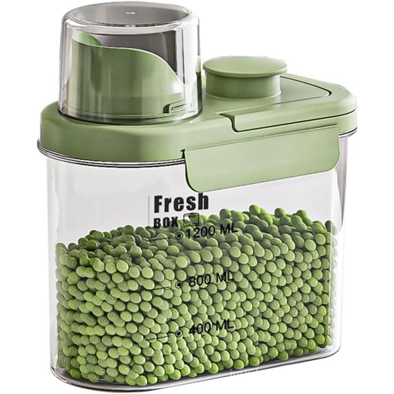 Airtight Rice Storage Container,with Pour Spout & Measuring Cup, BPA-Free - Transparent Dry Food Can