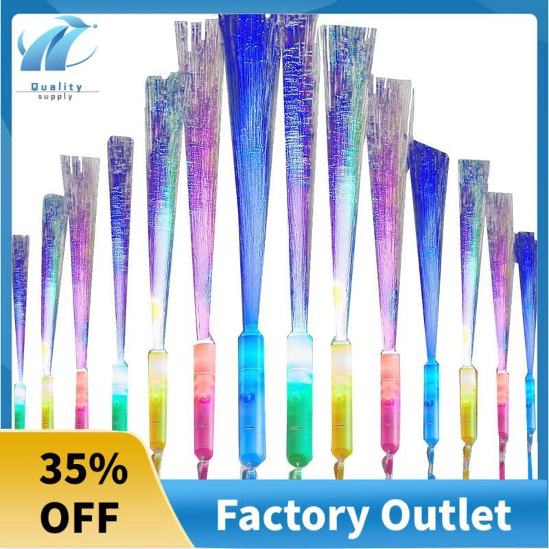 24 PCS Glow Fiber Wands Sticks LED Light Wand Fiber Optic Wands กระพริบ Sticks สําหรับงานแต่งงานฮาโล