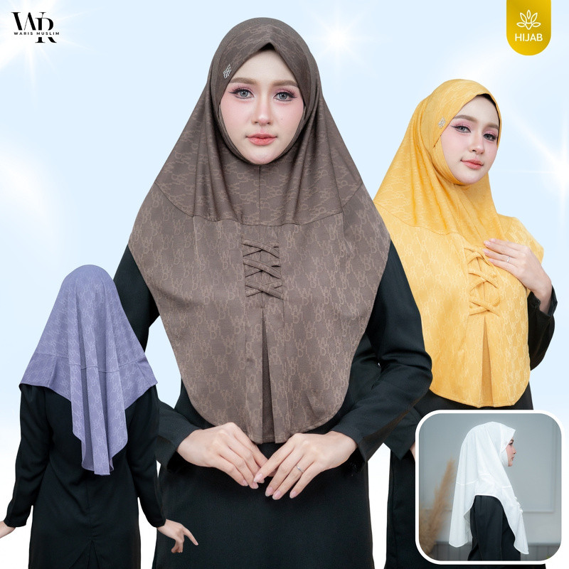 ผ้าคลุมฮิญาบสวมสำเร็จ ผ้าลายในตัว กรอบหน้าสวย ดีเทลเรียบๆ ใส่ได้ทุกโอกาส HN35วาริสมุสลิม