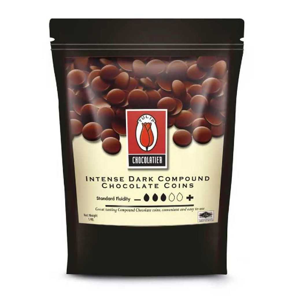 Tulip Intense Dark Chocolate Compound ทิวลิปดาร์กช็อกโกแลตคอมพาวด์ แบบเหรียญ 1 kg