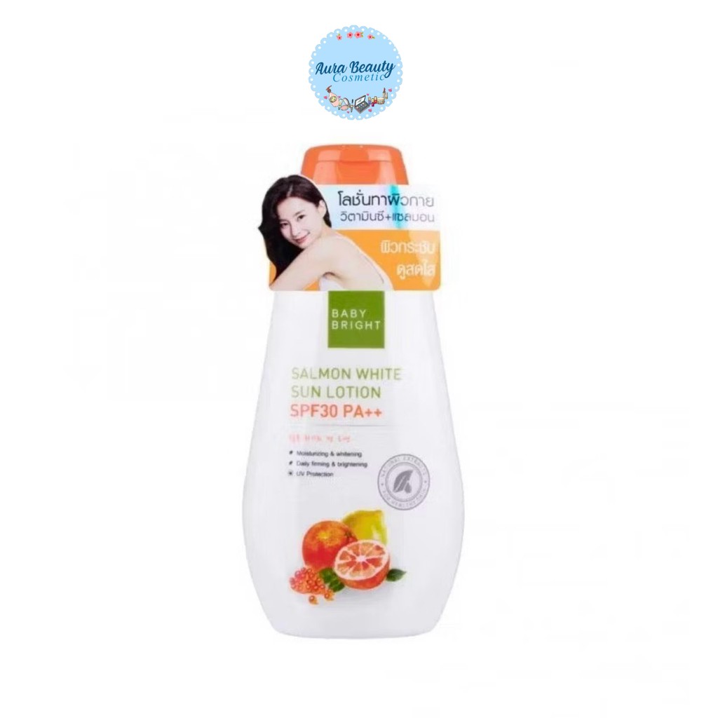 Baby Bright Salmon White Sun Lotion SPF30 Pa++ 150ml เบบี้ไบร์ท แซลมอน ไวท์ ซัน โลชั่น โลชั่นกันแดดแซลม่อน