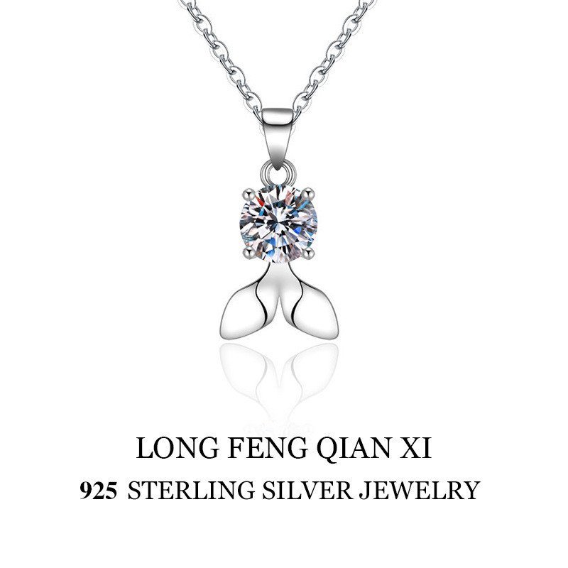 สร้อยคอมุขหัวใจสไตล์นางเงือกดีไซน์ Fishtail ด้วยวัสดุทำจากเงิน S925 พิมพ์ลายสวยงาม PUL1