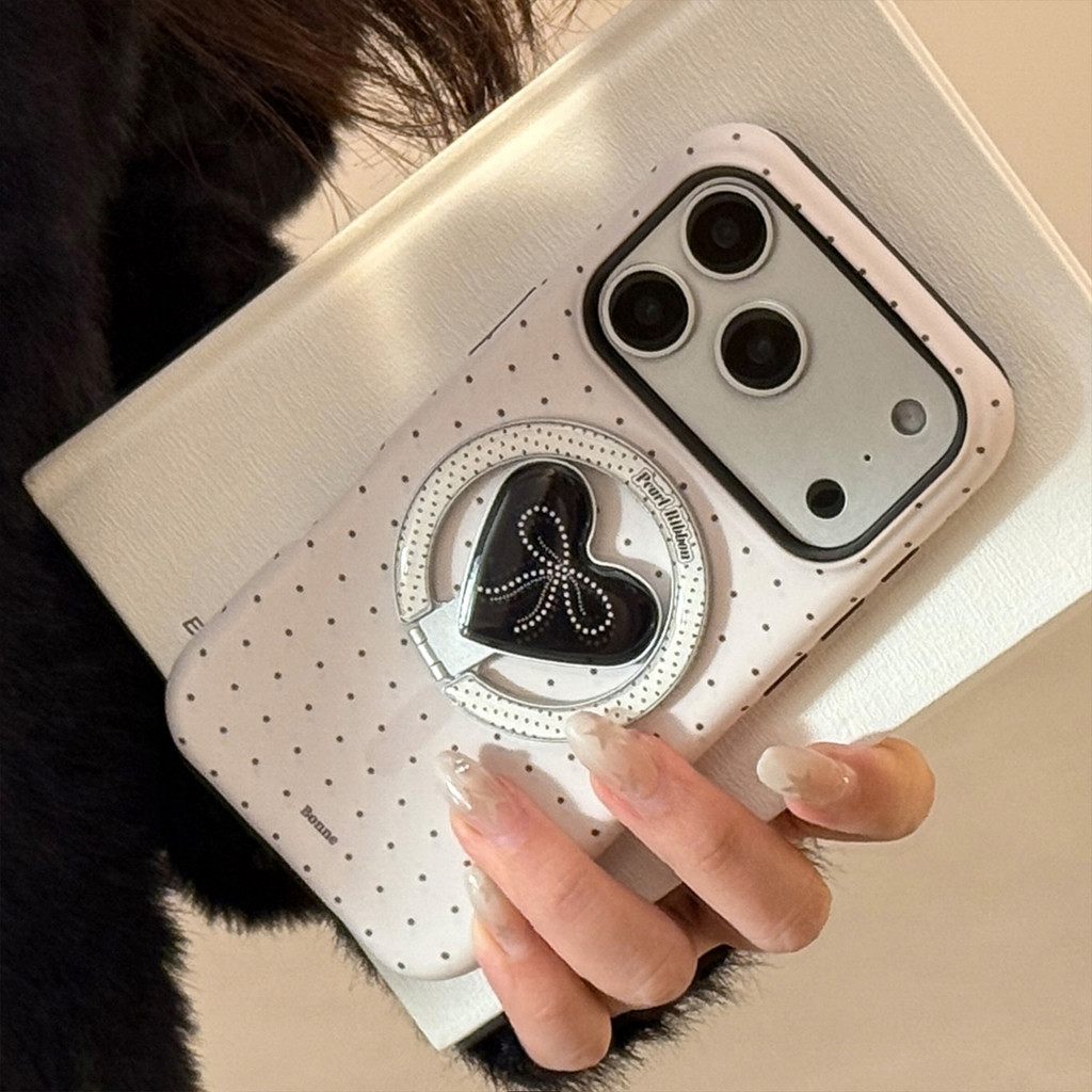 Ins Pearl Bow Tie เคสแม่เหล็กพร้อมที่วางสําหรับ Iphone 17 17Air 16 15 14 11 12 13 PRO MAX ปลอกฝาครอบป้องกัน AT2679 - รูปที่ 6