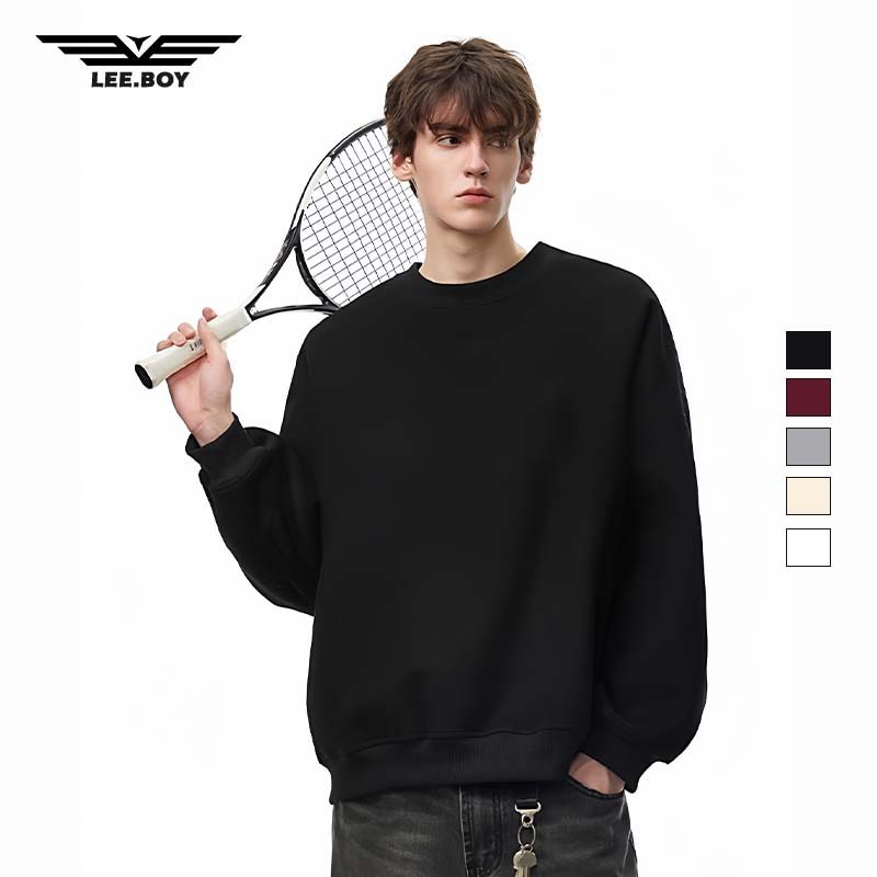 สีดำ เสื้อกันหนาวผู้ชาย ฤดูใบไม้ร่วงและฤดูหนาว ไซซ์ M-2XL oversize ยับยาก รีดง่าย แฟชั่นเรียบง่าย ใหม่ พร้อมส่ง