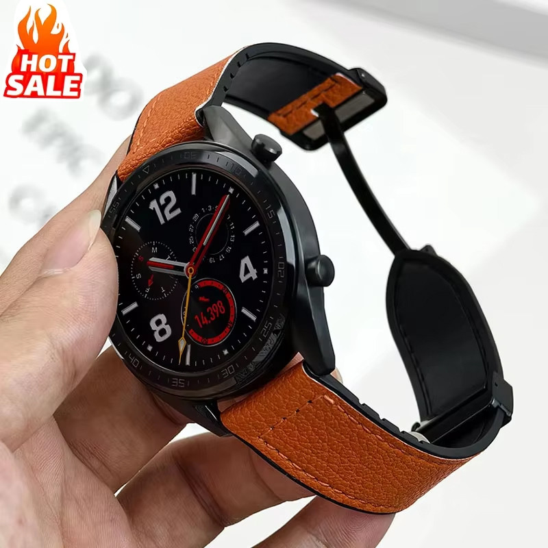 22 มม.20 มม.หนัง + สายซิลิโคนสําหรับ Huawei Watch GT 6 Pro 46 มม.GT6/GT5/GT4/GT3/GT2 46 มม.สําหรับ Samsung Galaxy Watch 7/6/5 สายรัด band
