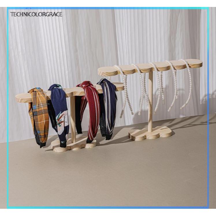 Technicolorgrace ไม้เนื้อแข็งอุปกรณ์เสริมผมชั้นวางสําหรับ Scrunchies ผม Ties สร้อยคอสร้อยข้อมือเครื่