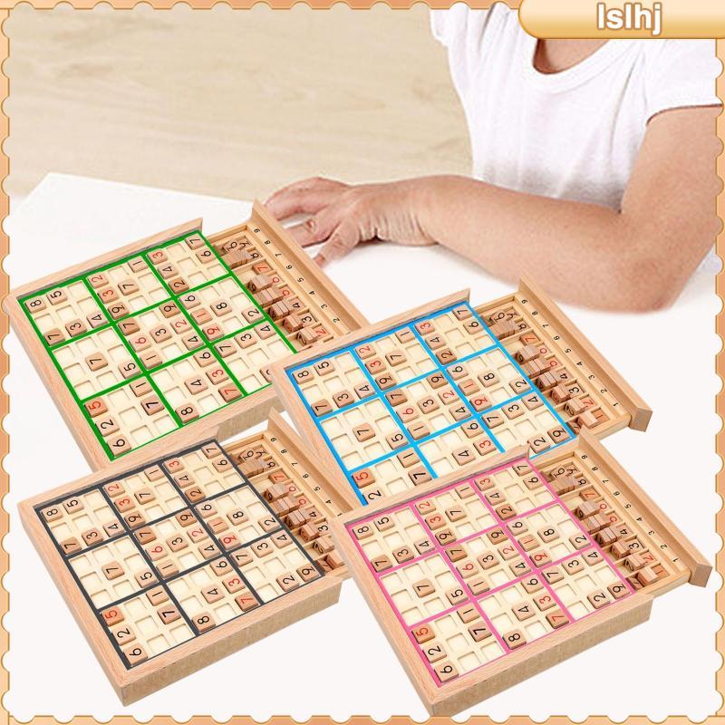 [Lslhj] ไม้ Sudoku Board ของเล่นคณิตศาสตร์สมอง Teaser Montessori แบบพกพาเกมครอบครัวการศึกษาเดสก์ท็อป