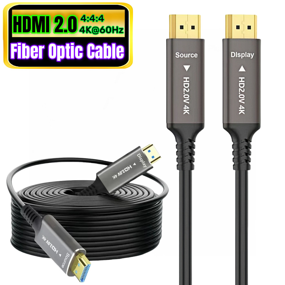 สาย HDMI Fiber Optic สายเคเบิล HDMI ไฟเบอร์ออปติก 50 เมตร 4K 60Hz รองรับการส่งสัญญาณ HDMI 2.0 ระยะไกลแบบไม่สูญเสียข้อมูล