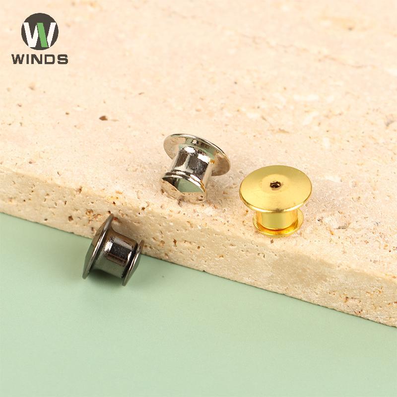 ODS ชิ้นโลหะสีดำ 10 ชิ้น สำหรับเข็มกลัด-badge-tag pins keepers แบบ DIY