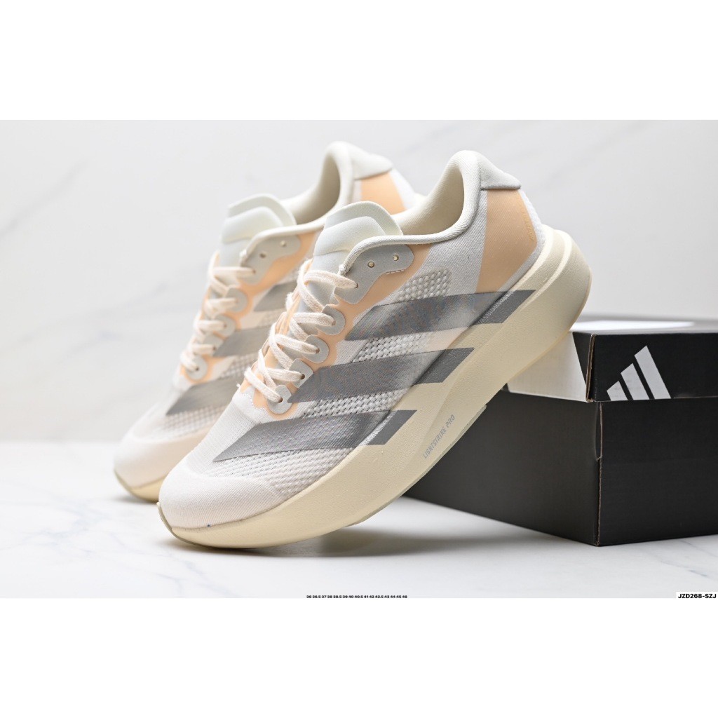 รองเท้าวิ่ง Adidas Adizero Evo SL สีขาว wonder white ระบายอากาศได้ดี มีความสบายและสไตล์จากผ้าตาข่ายJ