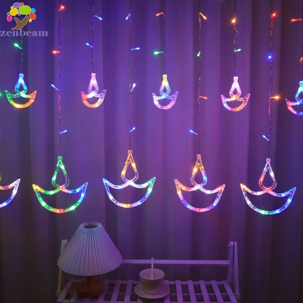 ZENBEAM Diwali Light,ปลั๊ก USB Brilliant Night Curtain Light, Christmas Heart Shape Happy Diwali Str