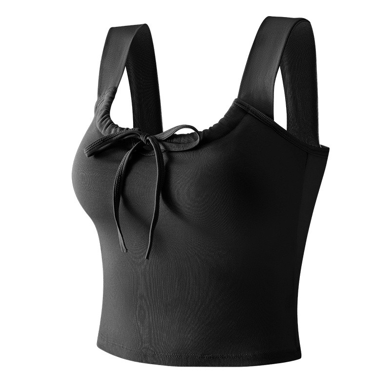 🎀Yummy Shop🎀พร้อมส่ง (FY068) เสื้อกล้าม มีฟองน้ำ ดีเทลผูกโบว์น่ารัก