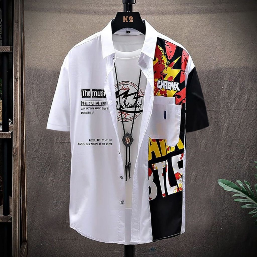 KEMEJA DNS7/MENS SHORT MUSIC SHIRT (ML-XL-XXL)