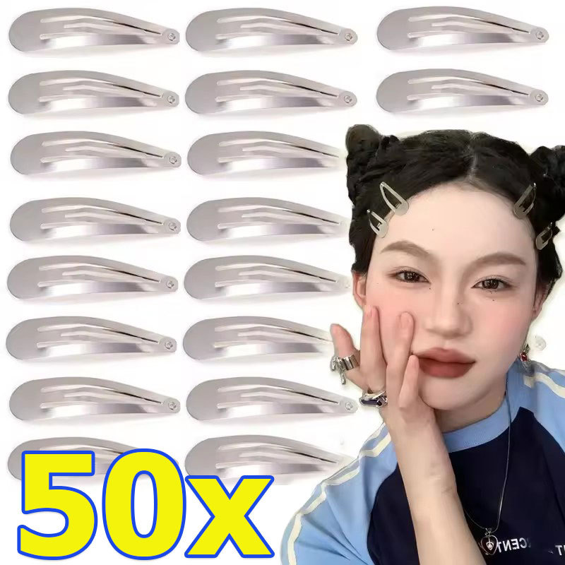 กิ๊บติดผมโลหะสีเงินรูปหยดน้ำ / Y2K BB กิ๊บติดผมแบบสแนป / DIY เครื่องประดับเด็กผู้หญิง ทำเครื่องประดับผม 10/30/50 ชิ้น